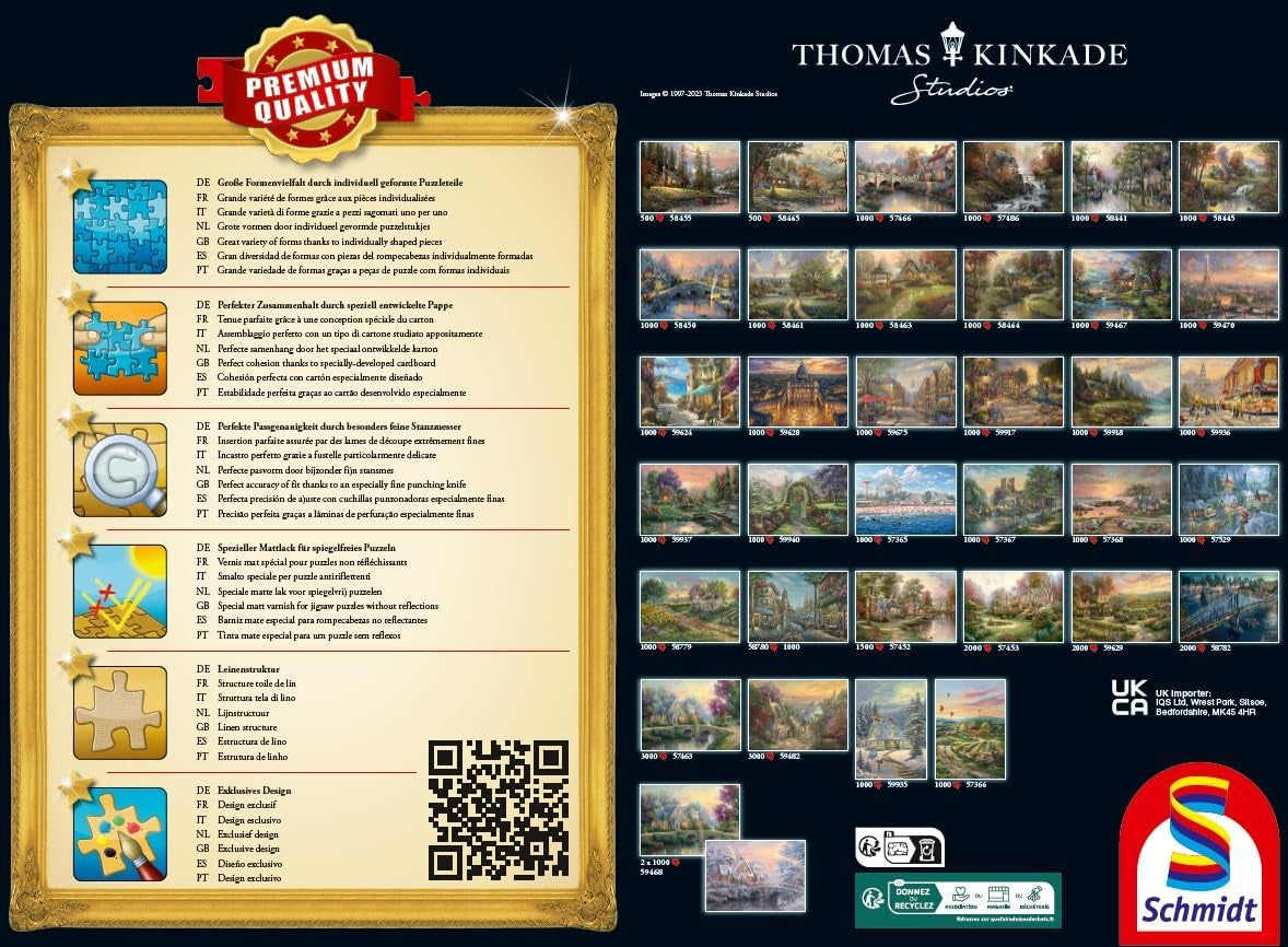 Schmidt Spiele 58785 Thomas Kinkade, New England Harbor, pussel 1000 bitar, färgat Puzzle Naty Shop