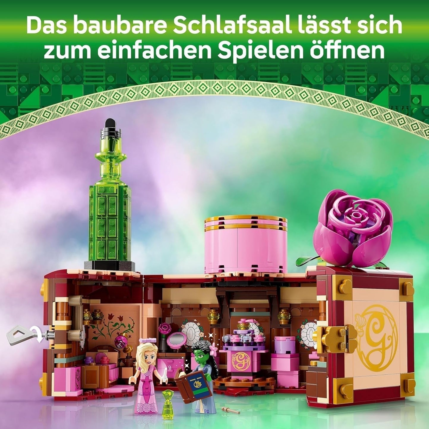 LEGO Wicked Glinda och Elphabas sovrum - Dockhus med 2 mini Witches of Oz-dockor, coola tillbehör inklusive blommor och kläder - Kreativ leksak för tjejer 8+ och fans - 75683 Byggset Besuche den LEGO-Store