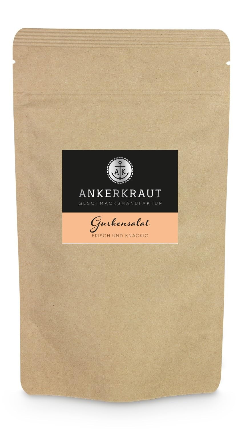 Ankerkraut Gurkensalat, 60 g i korkglas, Würze Gherken-Salat Ganz Einfach, Zuckerfrei och Ohne Gesmackverstärker, Mischung würzender Ingrediens für Salat