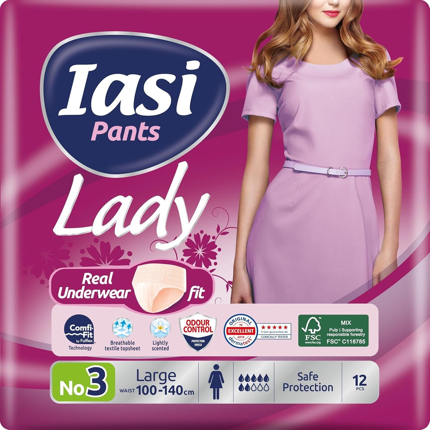 LADY Pants 48 Disponibel urininkontinensbyxor Absorbens Plus Size S för kvinnor 48 st