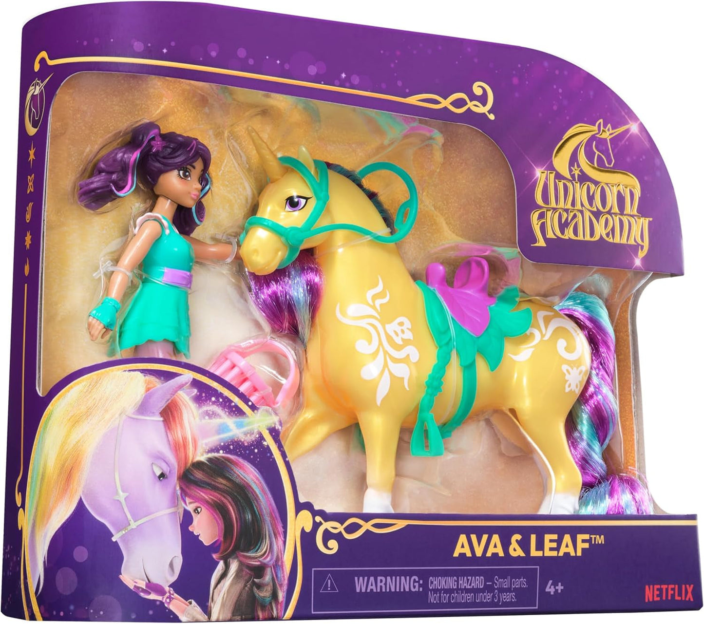 Unicorn Academy AVA och Unicorn Leaf Set - Originalfigurer ca 12 cm höga från den populära Netflix-serien Med två tillbehör och hårborstar För fantasifullt rollspel, för barn från 4 år och uppåt Actionfigurer Naty Shop