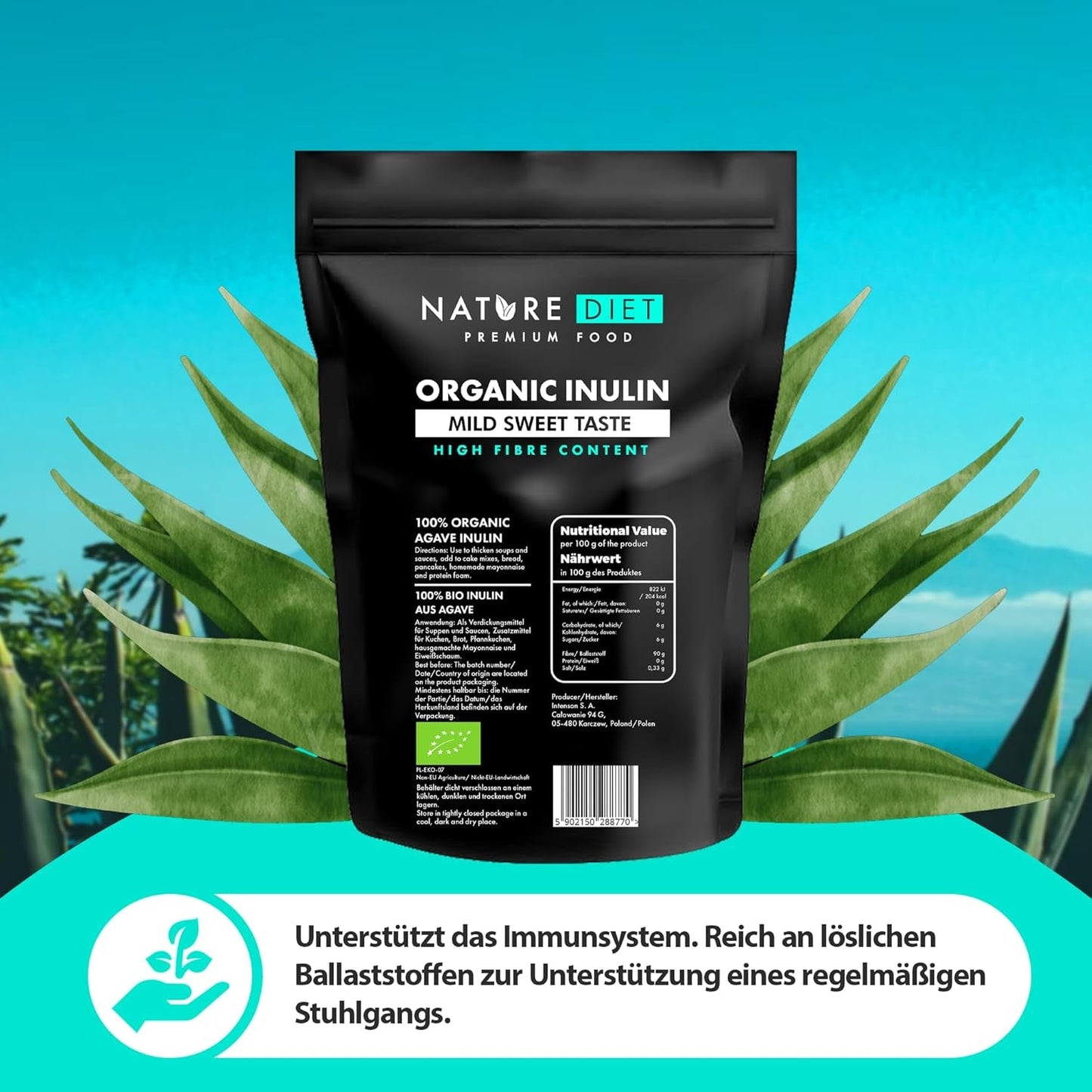Naturkost - Bio-Inulin 1 Kg | Aus Agave | Natürliches Präbiotikum Sötningsmedel Naty Shop