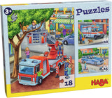 HABA Fire Brigade Pussel - 3-bitars uppsättning för barn från 3 år och polis och ambulans kartongpussel - Främjar finmotorik och koncentration - 1302759001 Pussel Naty Shop Standardtitel
