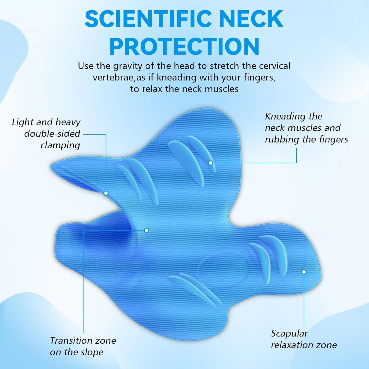 Neck Stretcher 2.0, Cloudy Neck Lefaya Neck Stretcher Ortopediskt test Vinnare Neck Stretcher för att lindra nacksmärta Premium Nack Puckel Nacke Moln Korrigerar hållning (blå) Cervikala ortopediska kuddar Naty Shop