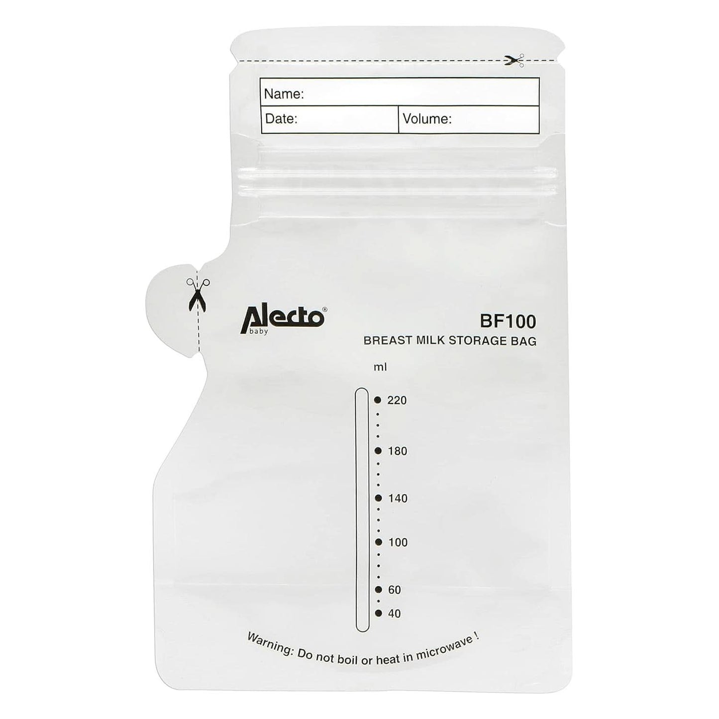 BF100 Förvaringspåse för bröstmjölk - Påse för bröstmjölk - kapacitet 220 Ml - 100 stycken - Transparent mat och amningstillbehör Bebe Naty Shop