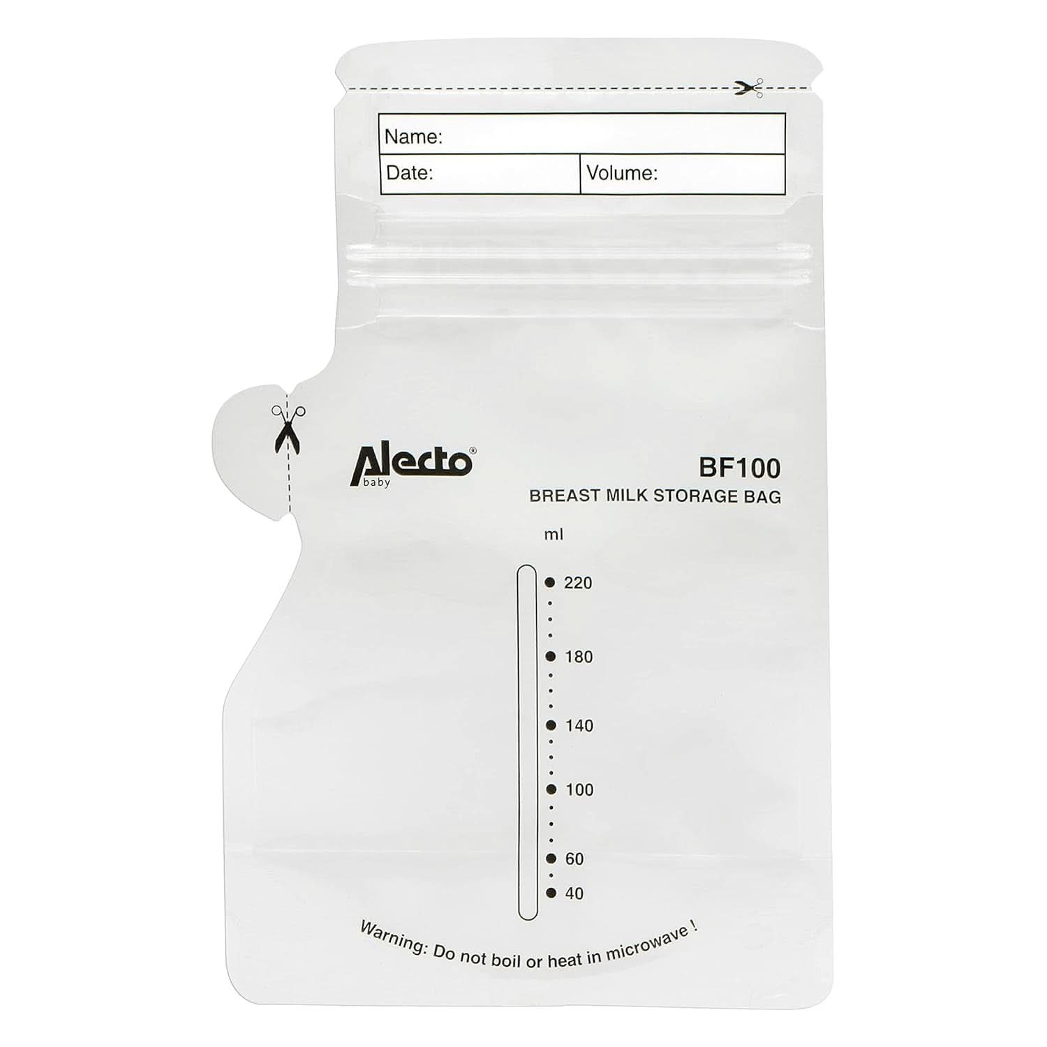 BF100 Förvaringspåse för bröstmjölk - Påse för bröstmjölk - kapacitet 220 Ml - 100 stycken - Transparent mat och amningstillbehör Bebe Naty Shop