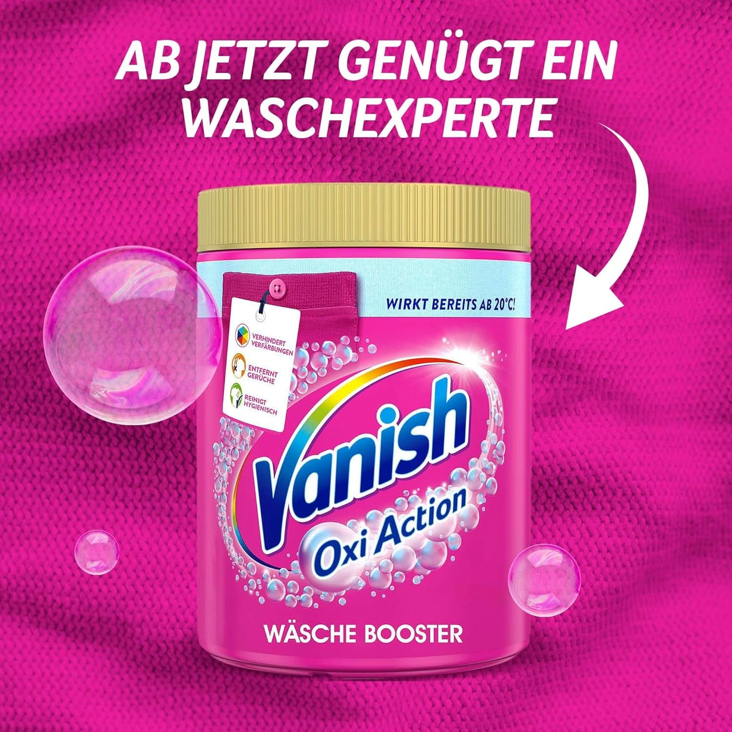 Vanish Oxi Action Powder Pink - 1,125 kg - klorfritt fläckborttagning och tvättförbättringspulver - för färgad tvätt Tvättmedel Naty Shop