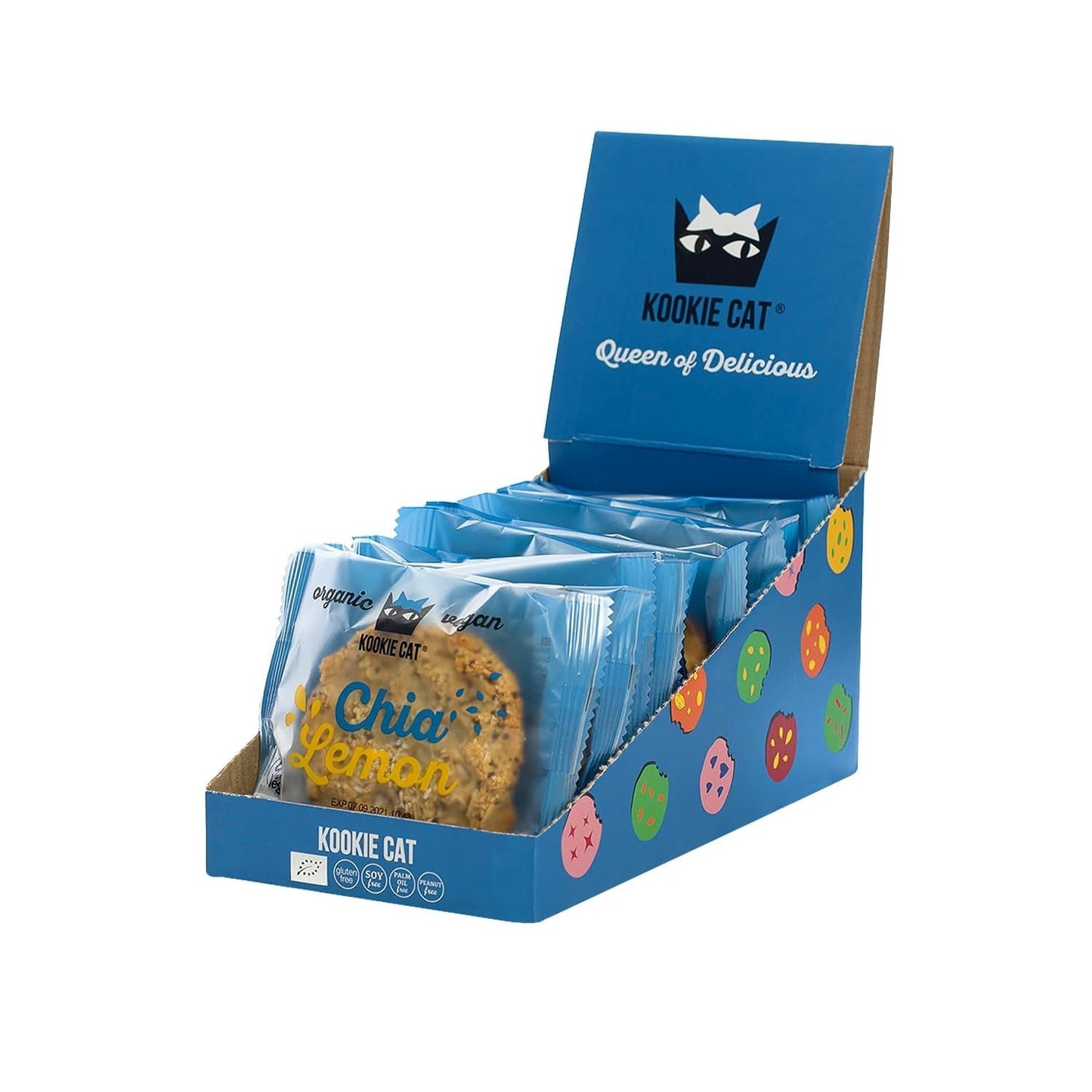 Chia och citron - individuellt förpackade veganska kakor, glutenfria, sojafria, ekologiska, cashewnötter och havre - 12 x 50 g multipack