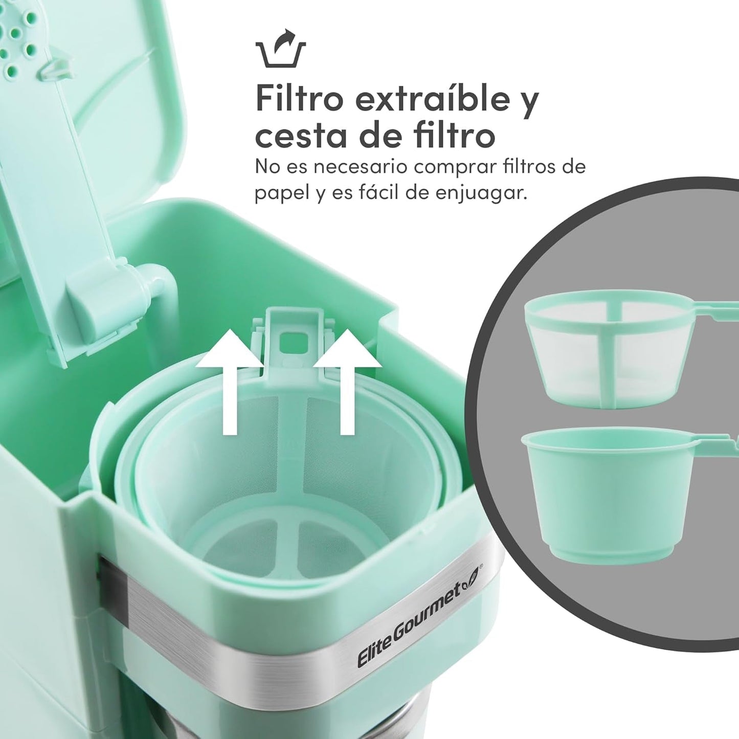 EHC113M# Kompakt personligt enservefilter Espressobryggare med resemugg av rostfritt stål inuti malet kaffe Återanvändbart filter Mintgrönt 400 ml