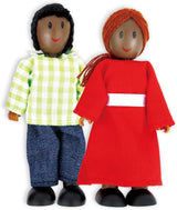 Hape Doll Family - 6 delar mörkt läder dockhustillbehör set med trä- och tygfigurer, låtsaslek, pedagogisk leksak, interaktiv inlärningsleksak för barn från 3 år och uppåt