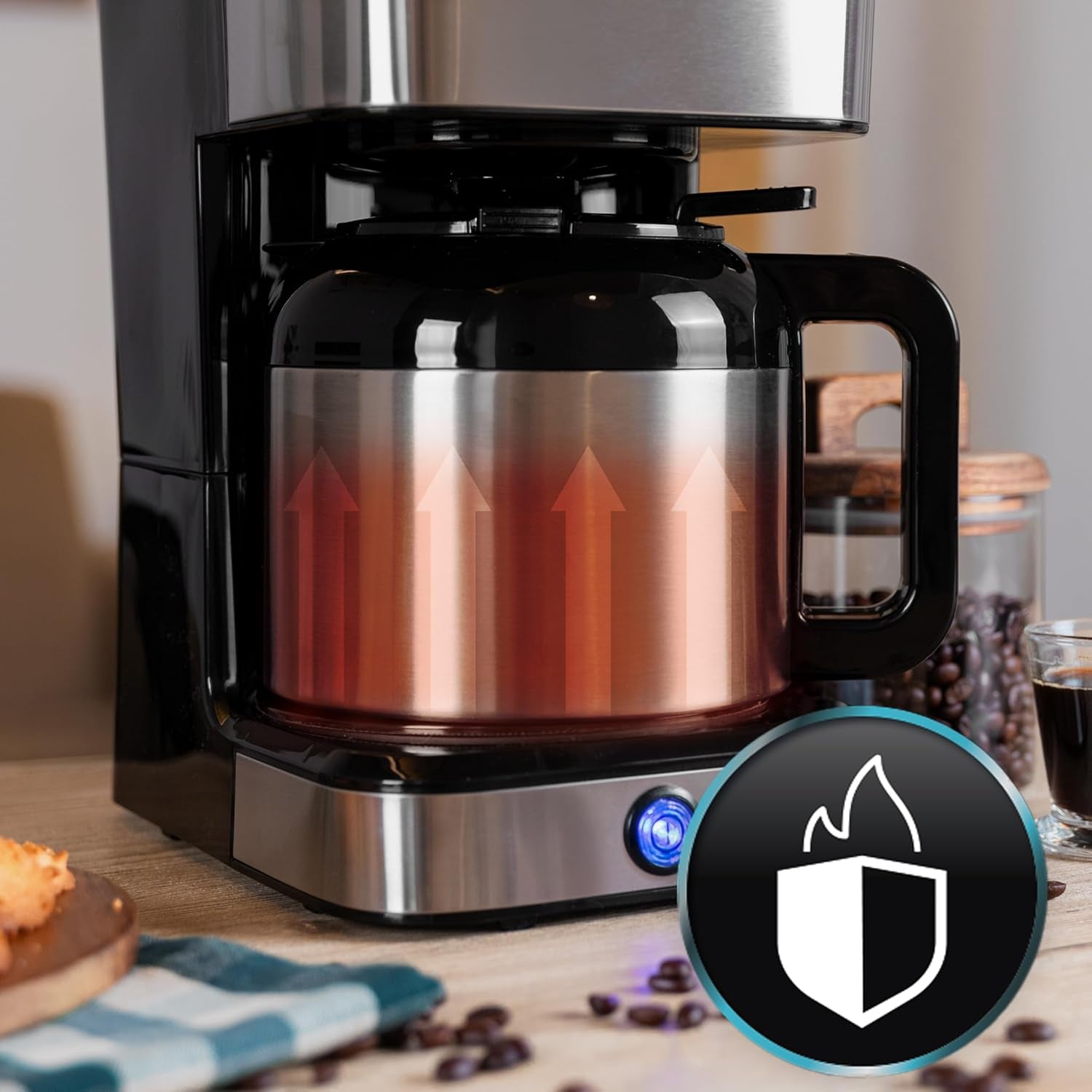 Cecotec Coffee 66 Drop & Thermo dropp kaffebryggare, 950 W, 1,2 L, 10 koppar, ExtremeAroma-teknik, anti-droppfunktion, vattennivåindikator, återanvändbart huvudfilter, överhettningsskydd