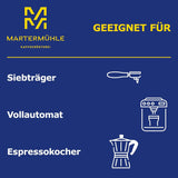 Espressobönor Martermühle Cioccolato 500g Stark | Arabica/Robusta | Smaker: macadamianötter, mjölkchoklad | Lättrostade hela espressobönor, låg syra