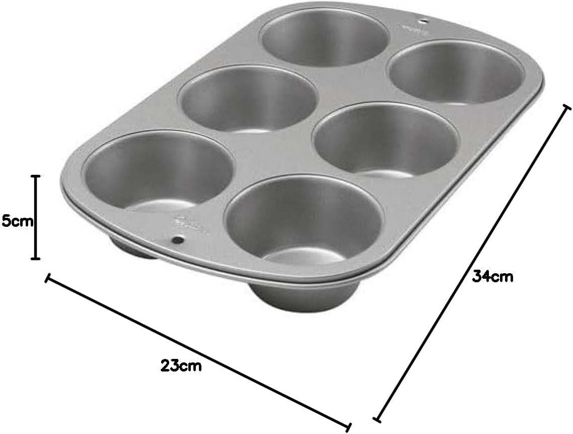 Wilton 445291 445291 Jumbo muffinsform, non-stick beläggning, 6 hål, 4,5 X 22,2 X 34,2 cm, stål Bakformar och plåtar Naty Shop