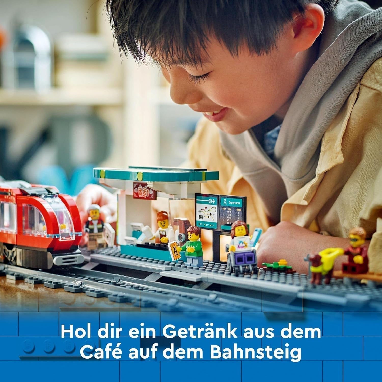 LEGO City spårvagn med station, presentidé för fordonsleksaksfans från 7 år, med 6 minifigurer och en ledarhund för rollspel, byggleksak 60423 Byggset Besuche den LEGO-Store