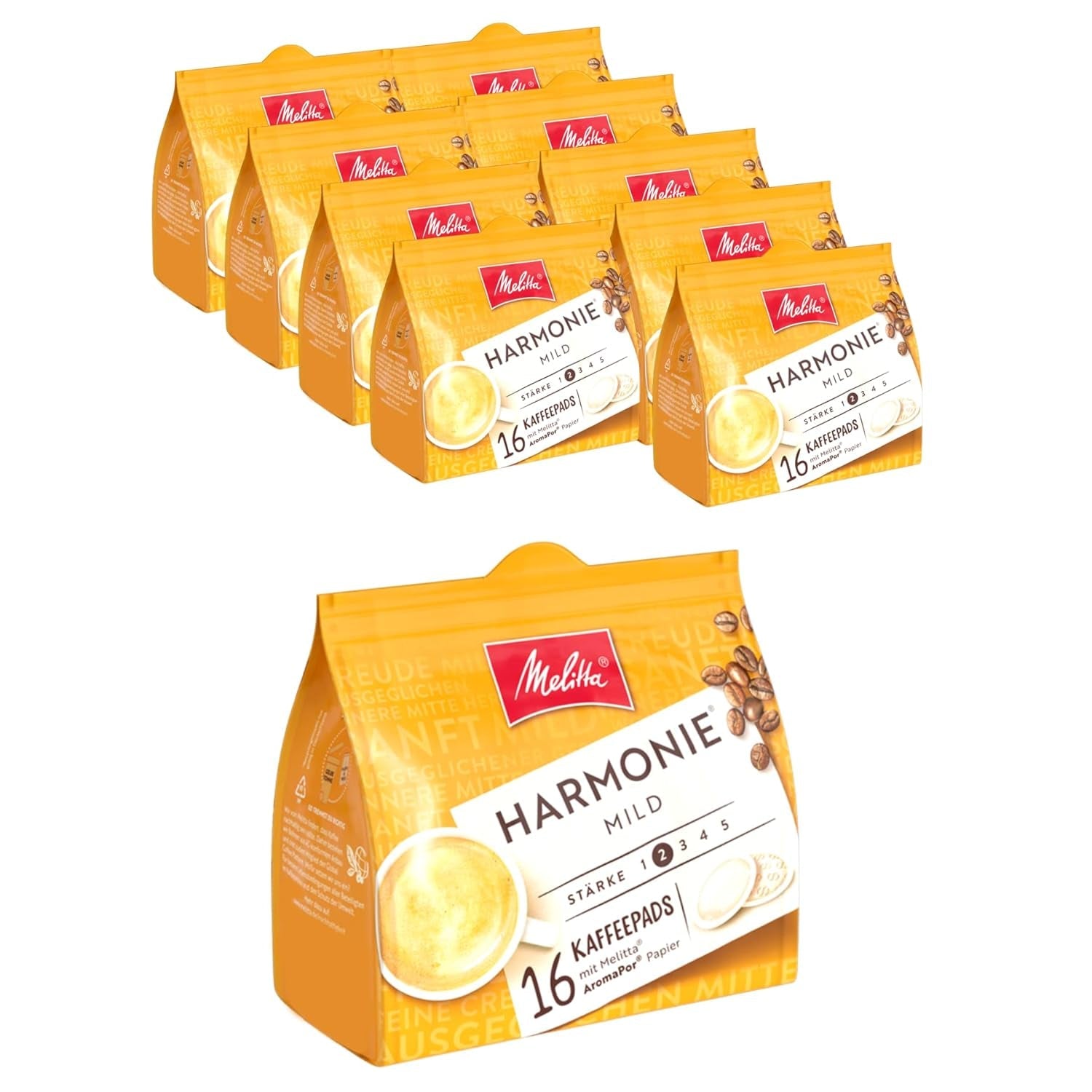Melitta BellaCrema Intenso gemahlener Röstkaffee i Kaffee-Pads 10 x 16 Pads & Harmonie mild gemahlener Röstkaffee i Kaffee-Pads 10 x 16 Pads