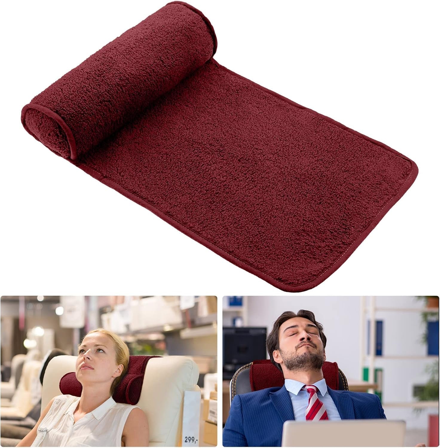 Chaise Lounge Nackkudde Huvudkudde Plysch Justerbar Kudde Nackrulle Halkfri fleece soffa Nackhuvudstödskudde för resor Hemma Chaise Lounge Soffa Fåtölj (svart)