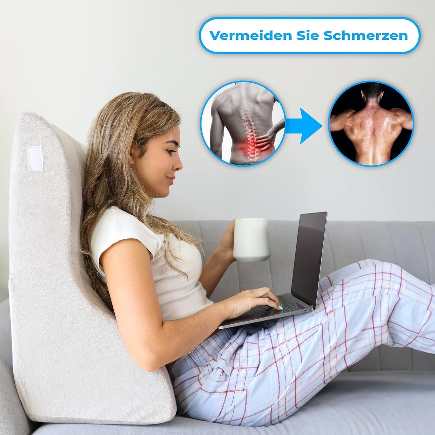 Memory Foam Läskudde | Ergonomisk ryggkudde och kil för säng, soffa och soffa | Ortopedisk stödkudde för ryggsmärtor och spänningar