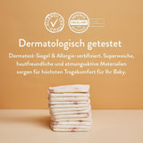 Babyblöjor, storlek 3M (4-8 kg) - 1 påse med 28 - Inga skadliga ämnen, miljövänlig, högabsorberande, lämplig för nattbruk, ultratunn och mjuk - Tillverkad i Danmark