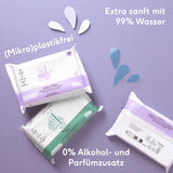 Naïf plastfria babyservetter 432 stycken (8-pack x 54 torkservetter) - Vård för barnets botten, kropp och ansikte - 99 % vatten - 0 % doft och alkohol - ask med hållbara våtservetter, känslig eukalyptus
