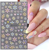 JMEOWIO 3D Nagelsticker Blume Frühlings Nail Art Sticker Selbstklebend Nagelaufkleber 5D Stereoskopisk Sommer Bunter Blumen Dekoration Nageldesign Zubehör 4 Blatt