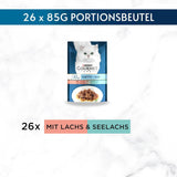 Gourmet Perle Duetto lax & gul torsk våt kattmat 26-pack (26 x 85 g)