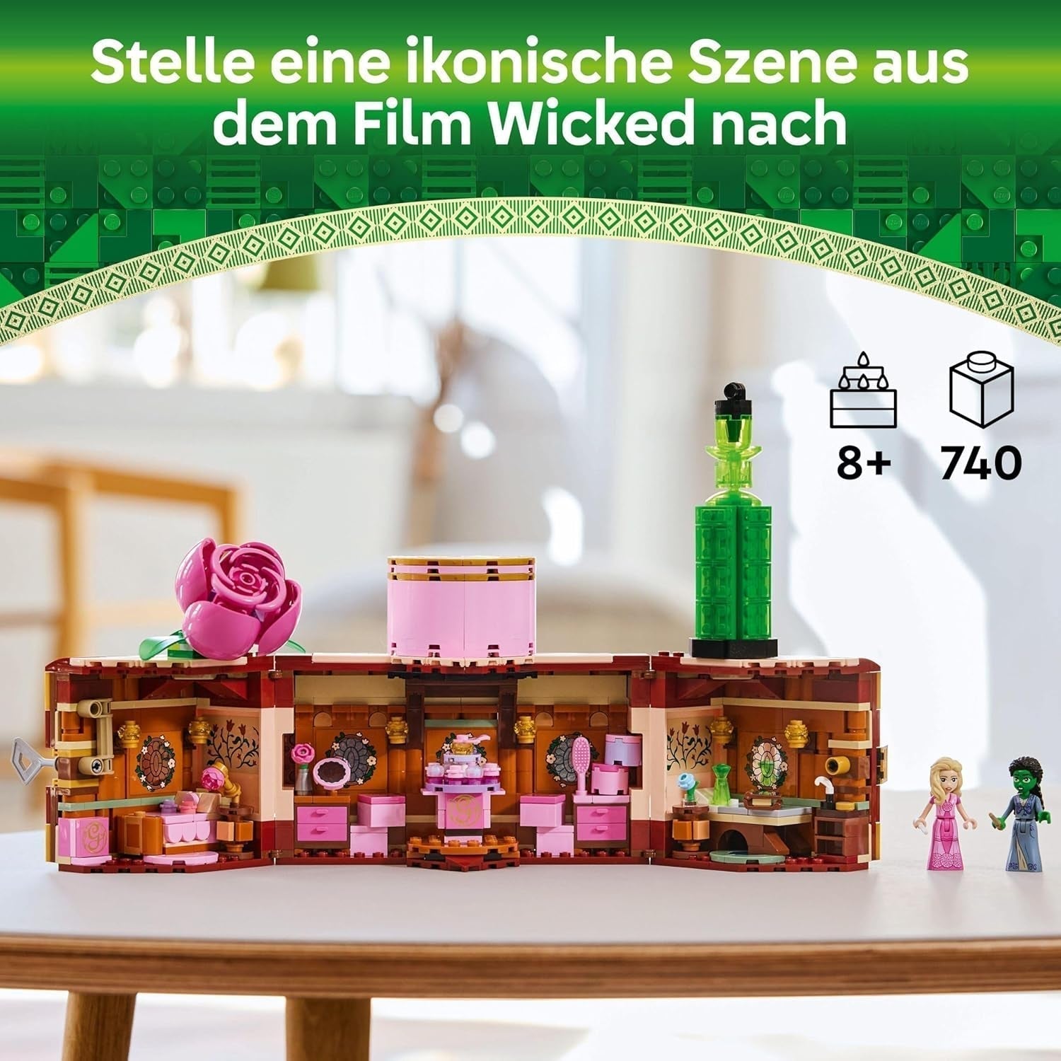 LEGO Wicked Glinda och Elphabas sovrum - Dockhus med 2 mini Witches of Oz-dockor, coola tillbehör inklusive blommor och kläder - Kreativ leksak för tjejer 8+ och fans - 75683 Byggset Besuche den LEGO-Store