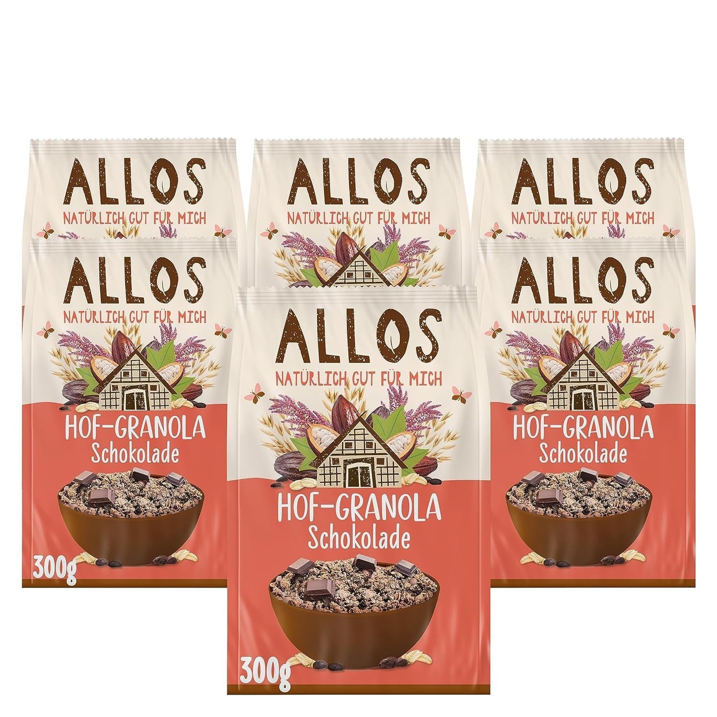 Allos Hof Granola med bär | Ekologisk müsli | Müsli med bär | Krispig müsli | Spannmål till frukost | Förpackning om 6 (6 x 300 g), 1 st (förpackning om 6)