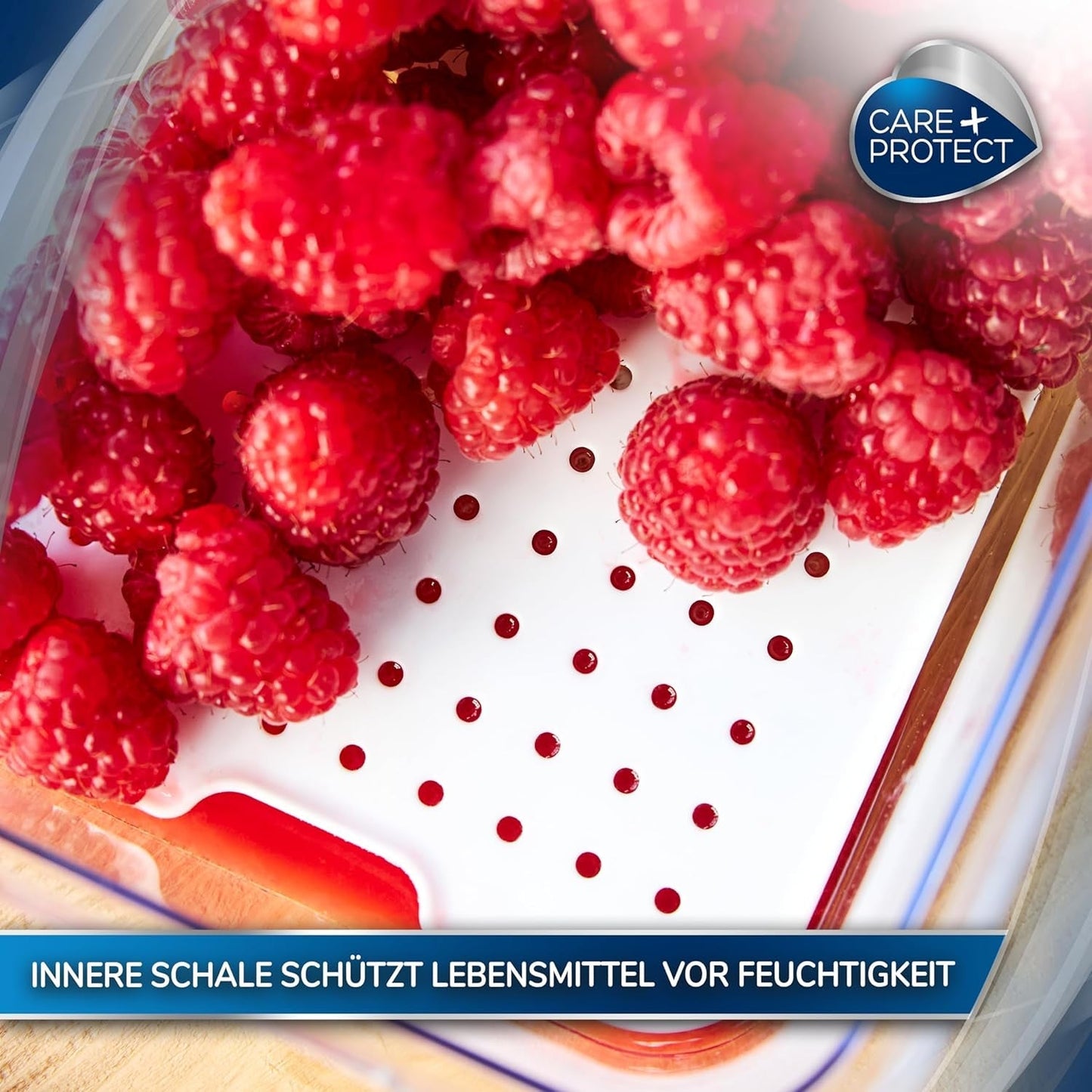 CARE + PROTECT Smart matbehållare, perfekt staplingsbar, kylorganiserare, skyddar mat från fukt, håller maten fräsch längre, 2,15 l Matförvaringslådor Naty Shop
