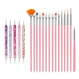 Nail Art Pinsel Set, 20st Nageldesign Malerei Pinsel, Professionelle Nail Art Design Pinsel, Nail Fine Liner Pinsel, Rosa