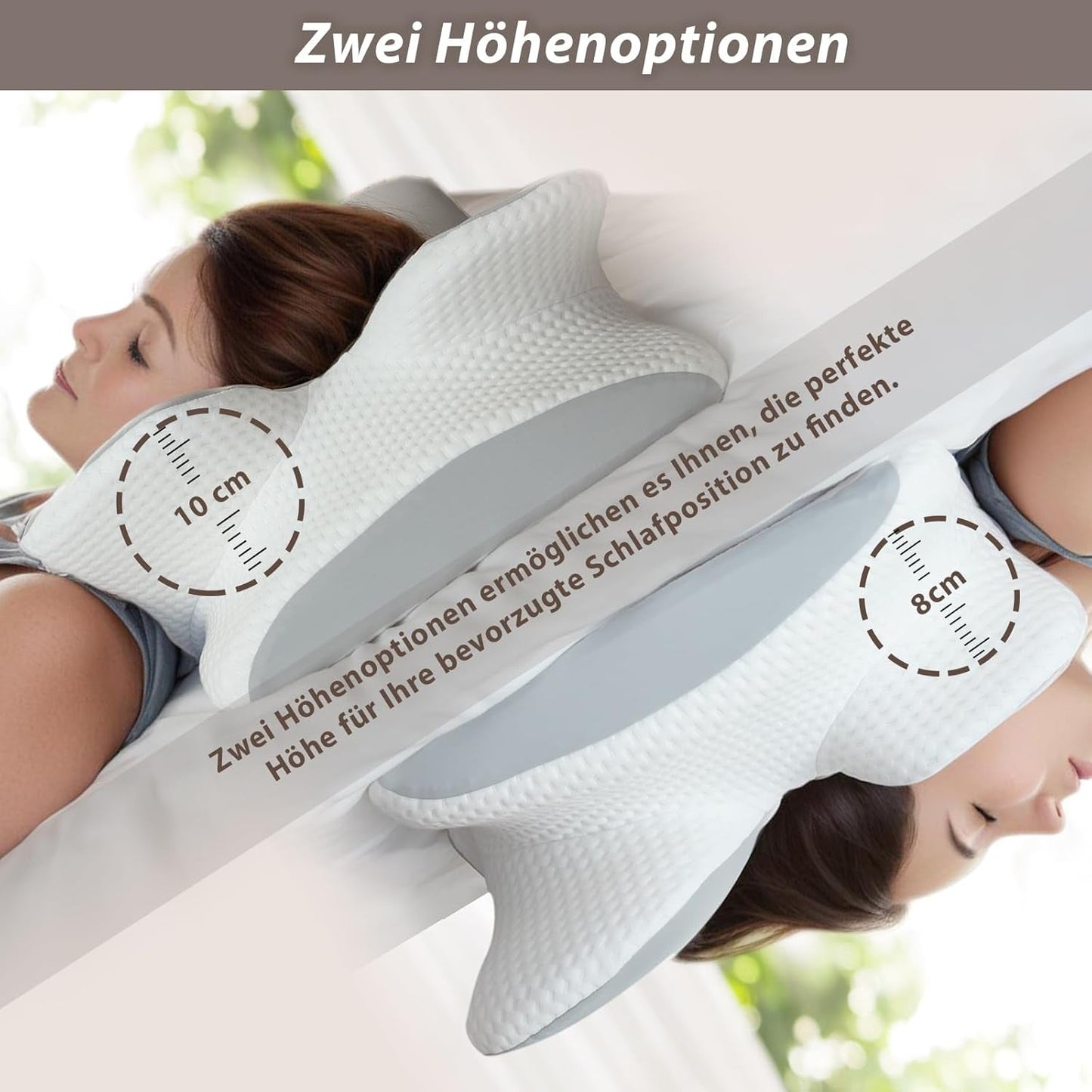 Nackkudde Ortopedisk Huvudkudde Memory Foam Kudde Side Impact Kudde - Ergonomisk design Ihålig form för sido-, rygg- och bukslag Ljusgrå cervikala ortopediska kuddar Naty Shop