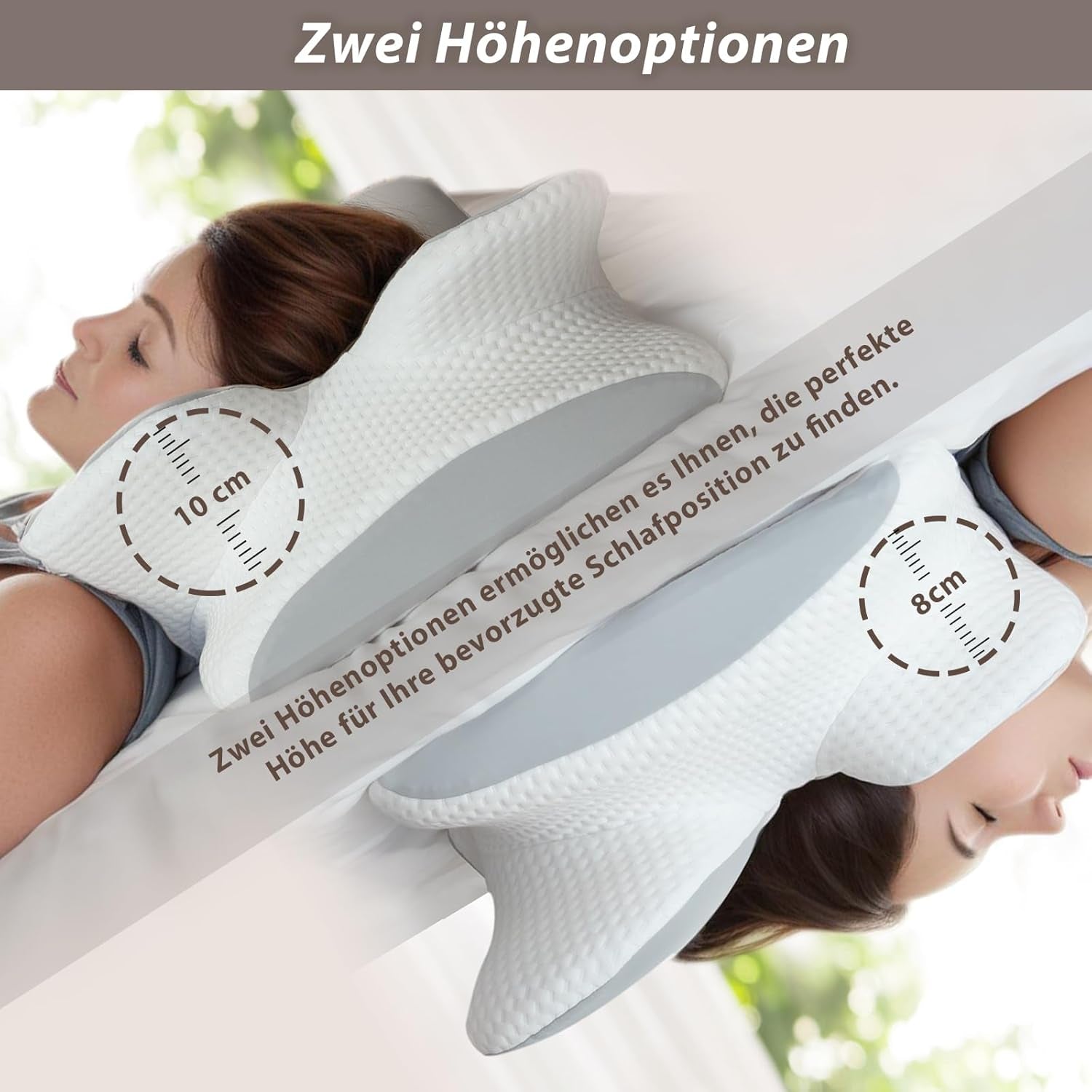 Nackkudde Ortopedisk Huvudkudde Memory Foam Kudde Side Impact Kudde - Ergonomisk design Ihålig form för sido-, rygg- och bukslag Ljusgrå cervikala ortopediska kuddar Naty Shop