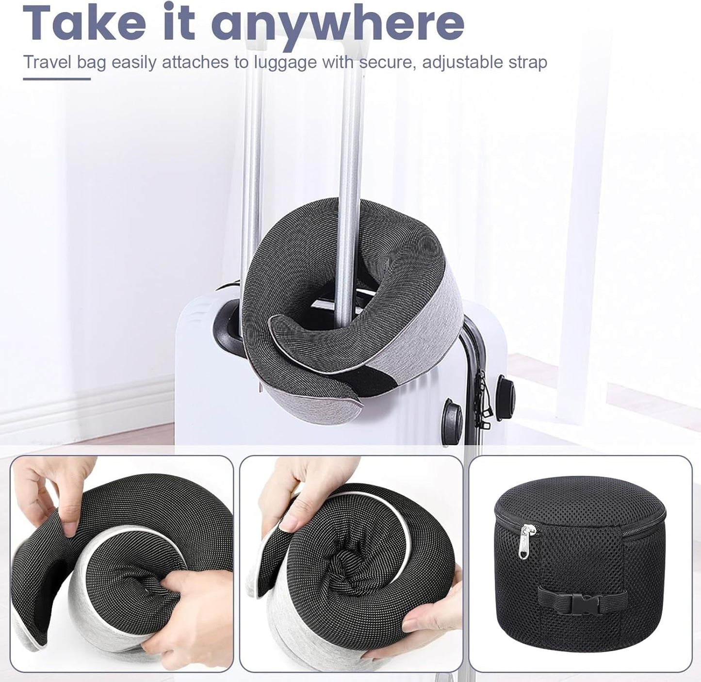 Nackkudde Memory Foam Resekudde Ergonomisk design Memory Foam Nackkudde med ögonmask 2 öronproppar och förvaringsväska Perfekt för att sova på vägen när du reser Naty Shop Cervikala ortopediska kuddar
