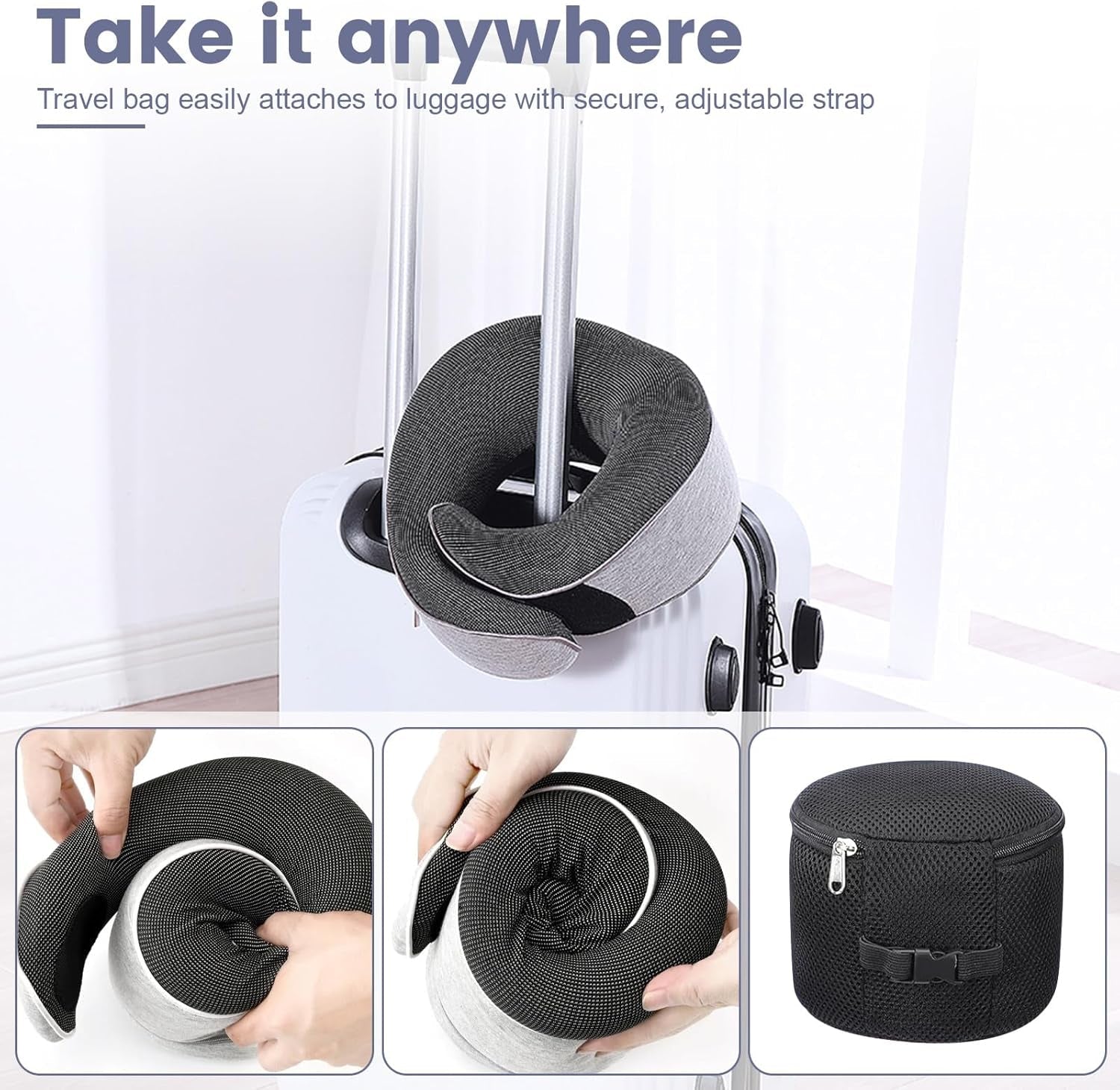 Nackkudde Memory Foam Resekudde Ergonomisk design Memory Foam Nackkudde med ögonmask 2 öronproppar och förvaringsväska Perfekt för att sova på vägen när du reser Naty Shop Cervikala ortopediska kuddar