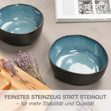 Moritz & Moritz EKOLOGISK serveringsskålsset, blå - 2 stora högkvalitativa skålar i stengods, moderna och tidlösa, tål mikrovågsugn och diskmaskin - perfekt för sallader, pasta, snacks och mer