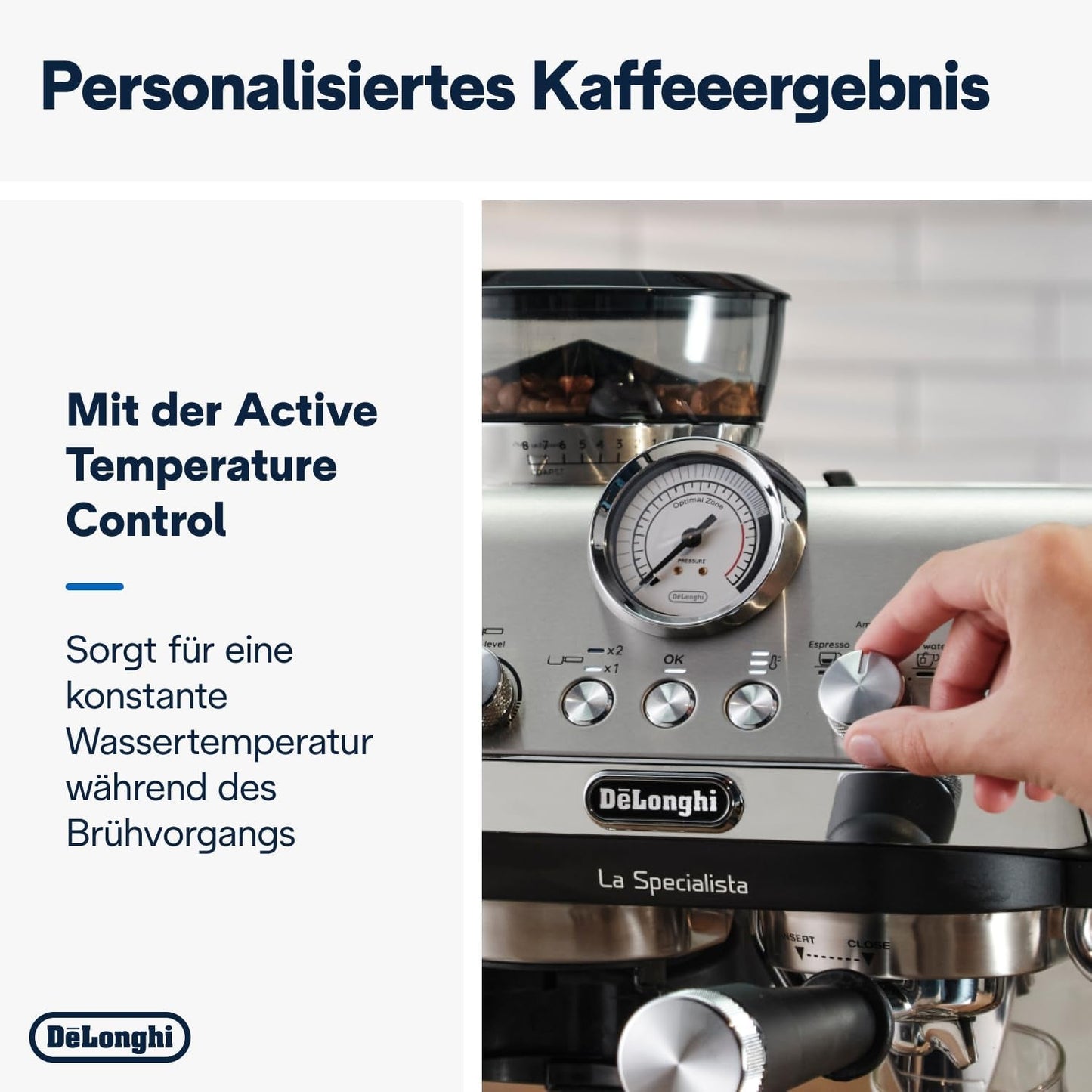 De'Longhi La Specialista Arte EC9155.MB portafilter espressomaskin med kvarn, 8 malinställningar, 15 bar tryck, 3 temperaturinställningar, mjölkskummare, 1550W, 1,7L tank, rostfritt stål/svart, inklusive barista kit