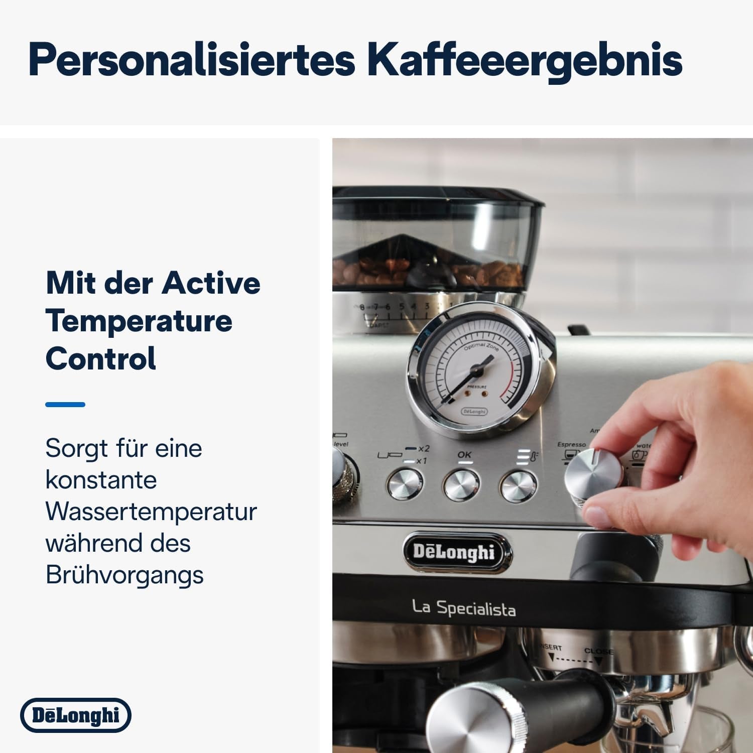 De'Longhi La Specialista Arte EC9155.MB portafilter espressomaskin med kvarn, 8 malinställningar, 15 bar tryck, 3 temperaturinställningar, mjölkskummare, 1550W, 1,7L tank, rostfritt stål/svart, inklusive barista kit