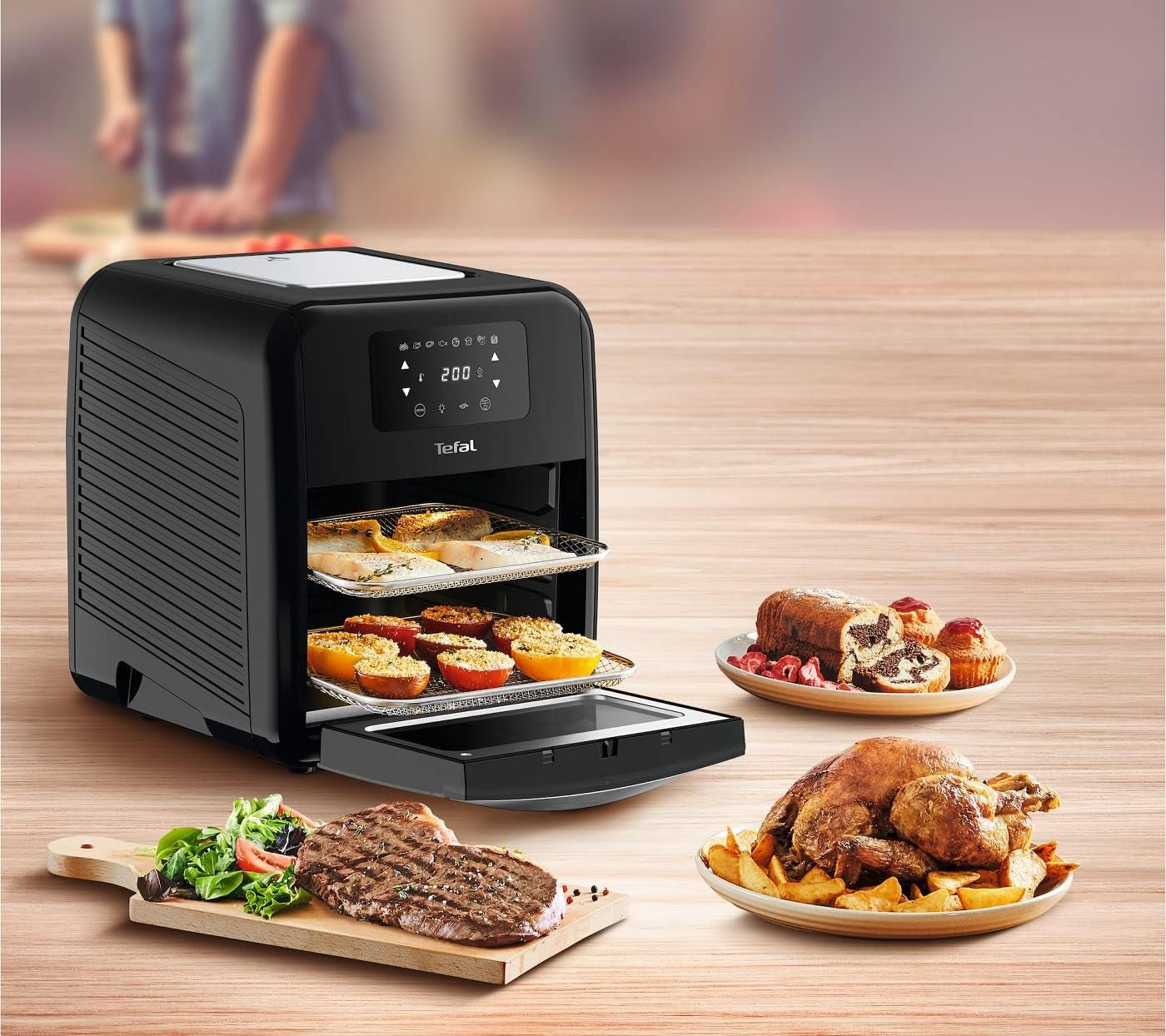 Tefal Easy Fry Ugn & Grill 9-i-1 Hot Air Fryer, 11 L För 6 portioner, 7 tillbehör, 8 program, recept online Vitvaror Naty Shop