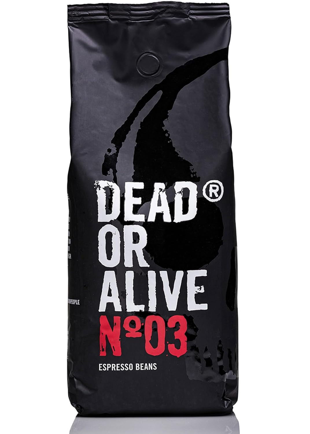DEAD OR ALIVE Espresso No3 - Starke Espressobohnen 1kg - 100% Robusta - Kaffeebohnen für Kaffeevollautomat und Espressomaschine - Ganze Bohnen mit viel Koffein aus Italien - Kaffebönor