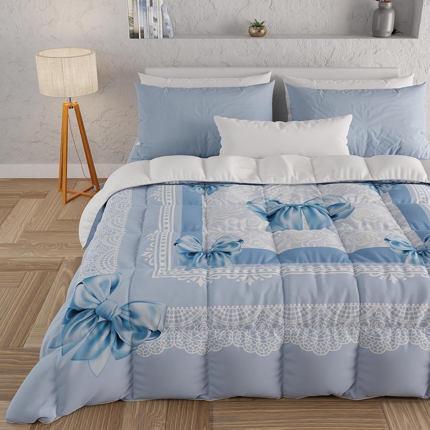 PETTI Artigiani Italiani - Vintertäcke, Vintertäcke, Enkelt täcke, Dubbelsidigt, Enfärgat och digitalt tryck, 100 % hypoallergen mikrofiber, Tillverkad i Italien