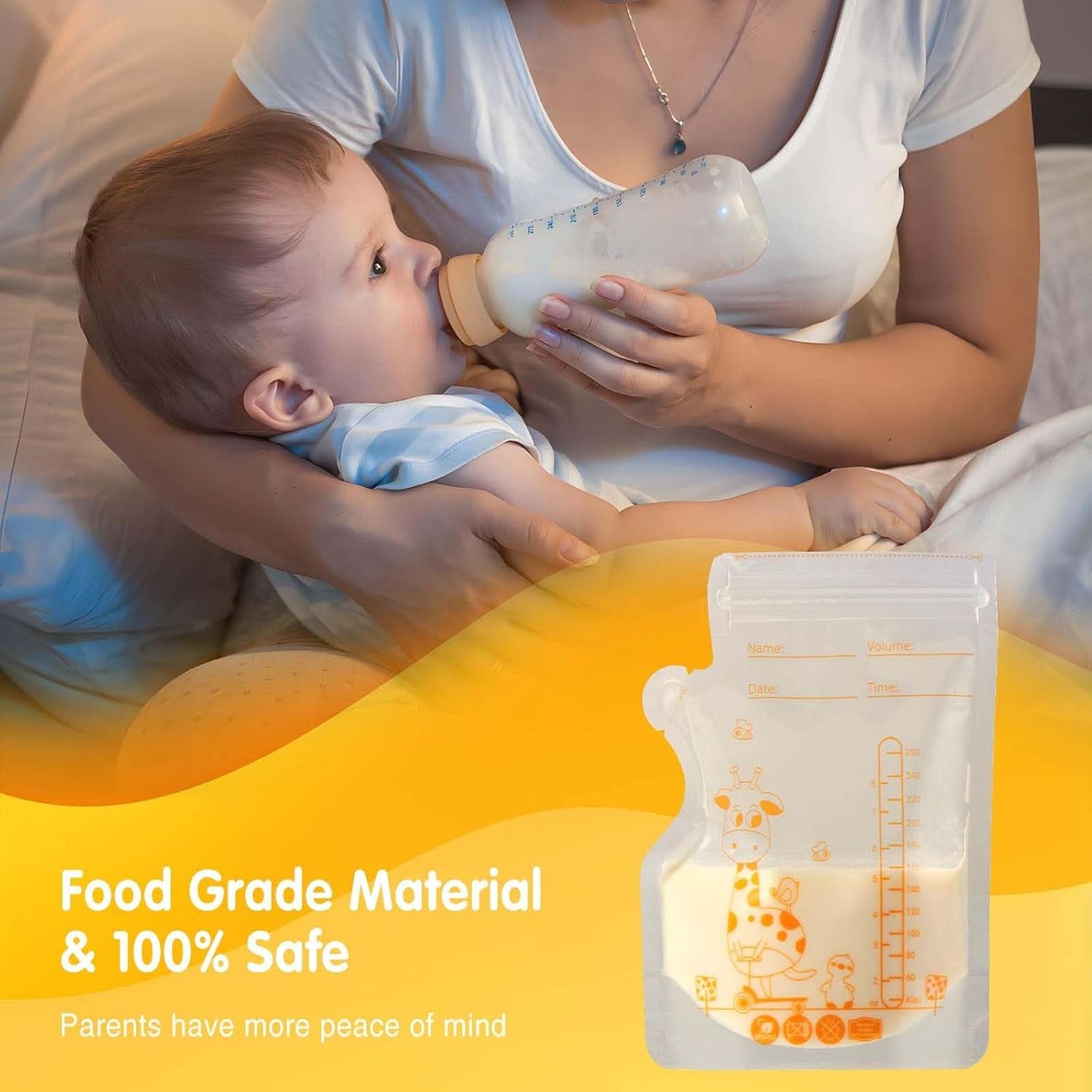 Vinabo 50 Stück Muttermilchbeutel, 250Ml Bpa-Free Buttermilk Storage Bag, Milchbeutel Für Muttermilch Mit Ausgießer Für Das Stillen, Selbststehender, Kann Eingefroren Werden, Vorsterilisiert Tillbehör Mat och amning Baby Naty Shop