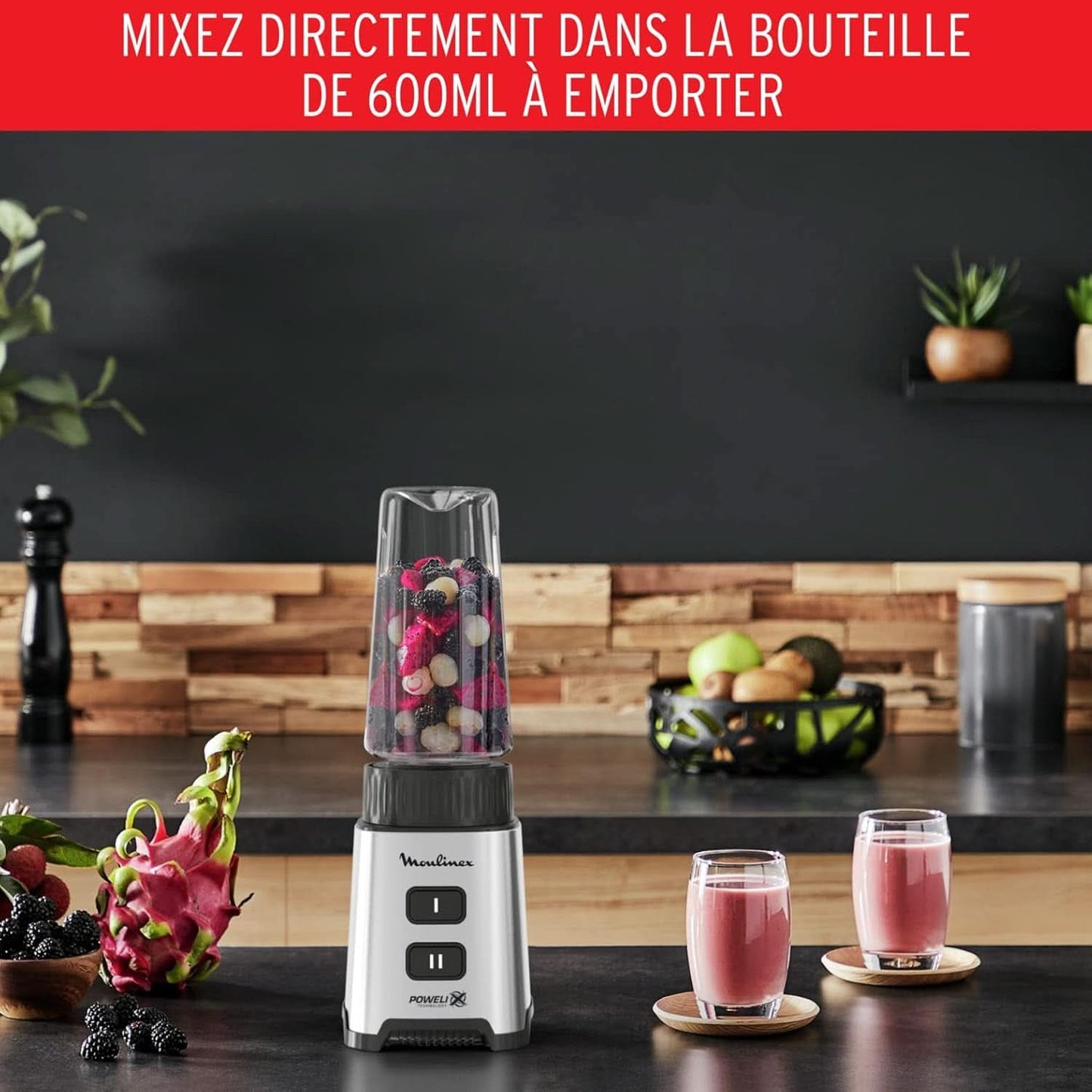 Blender Pulseo LM17GD, 400 W, 4 blad, 700 Ml, Bärbar behållare 600 Ml Kitchen Naty Shop