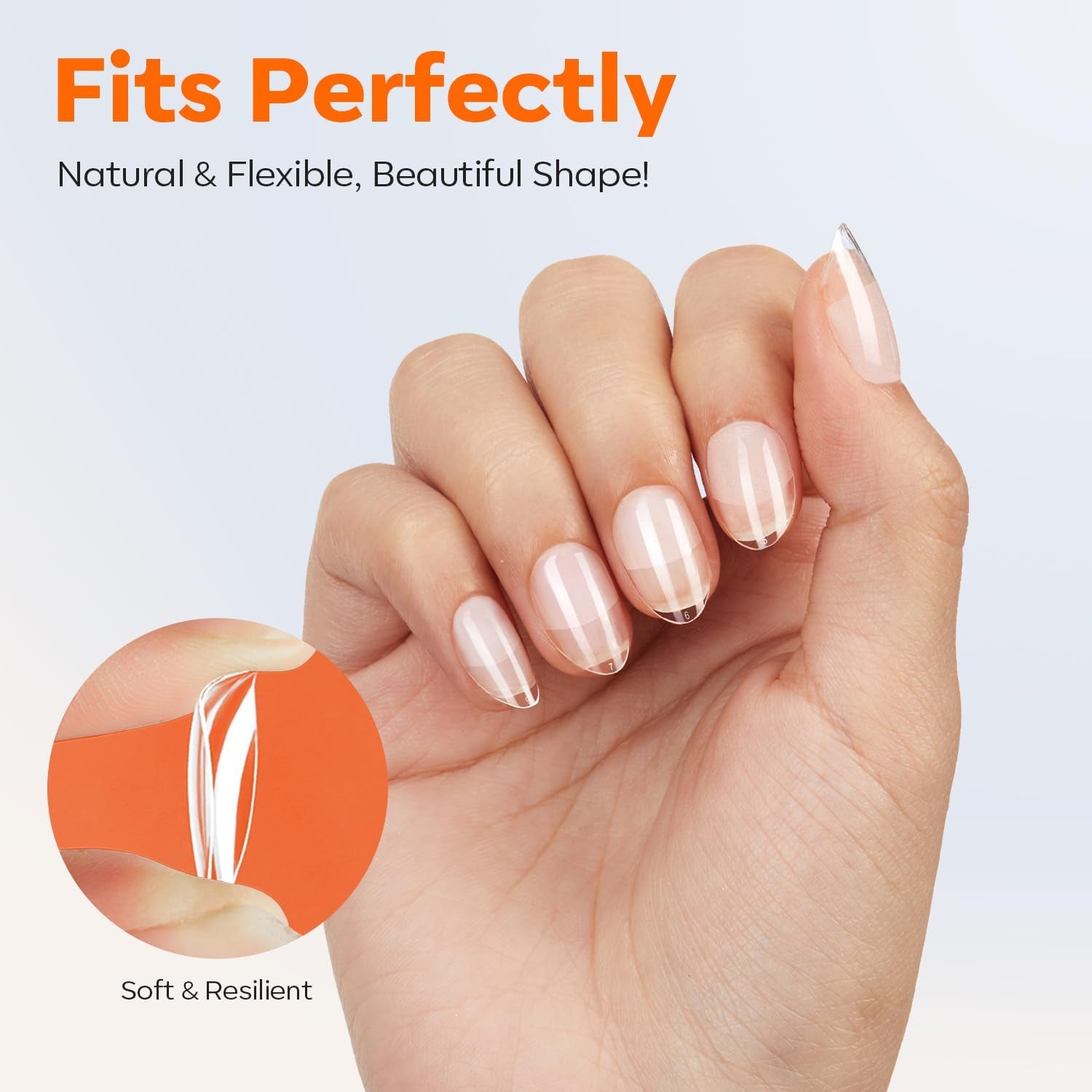 Modelones Nail Tips 216 bitar - Heltäckande Nail Tips Set, Soft Gel Tips Set, Pre-Polishing PMMA Resin Nail Tips, DIY Lime On Nail Art konstgjorda naglar, korta mandlar XS
