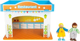 Small Foot 10852 Playhouse Restaurant Tillverkad av trä, Med 2 dockfigurer, tillbehör och avtagbart tak, Från 3 år Naty Shop Dollhouses