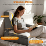Stor läskudde med avtagbart nackstöd och armstöd, ryggkudde till sängen, ergonomisk ryggkudde med arm, ficka och tvättbart överdrag för läsning och tv-tittande.