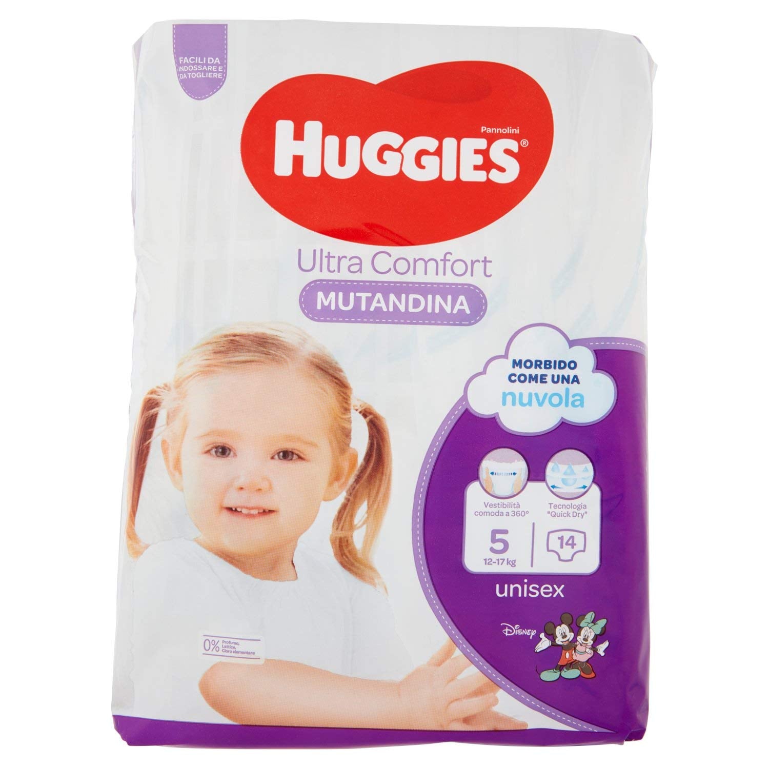 Huggies PANNOLINI Mutandina engångsblöja, pojkar/flickor, 12 kg, 17 kg, flerfärgad, 14 delar (S)
