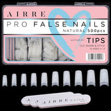 AIRRE 500 Professional Gel Nails & 3 Filer per Box - (10 storlekar) Franska Half Moon False Nails, Salong & Hembruk, Klippning, Filning & Formning, UV/LED Gel, Nagellack & Nail Art (Natural)