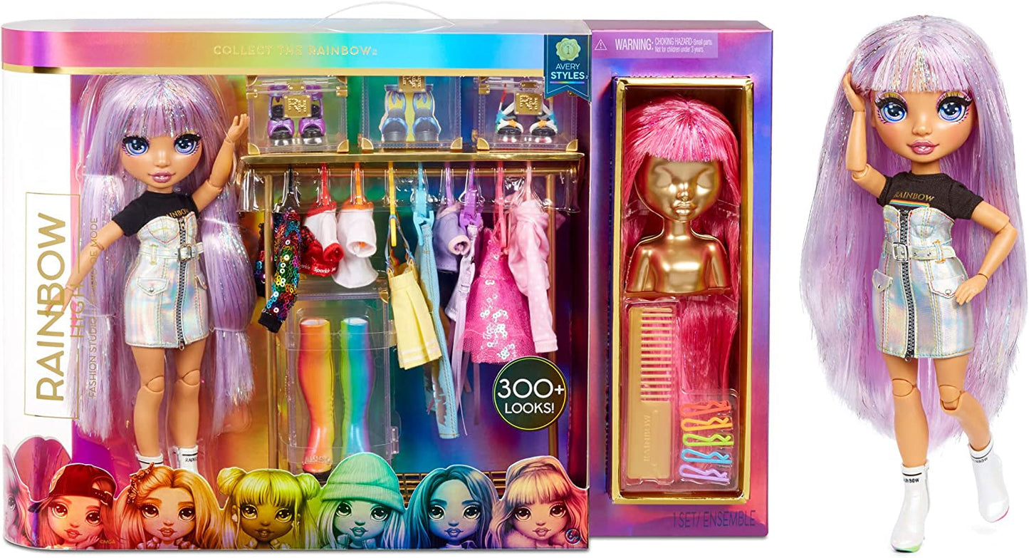 Rainbow High 571049 Fashion Studio - Exklusiv docka med kläder, accessoarer och 2 glänsande peruker - Skapa över 300 outfits!