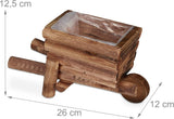 Relaxdays Planter Skottkärra, Set med 2, Trädgårdsdekoration, H x B x D: 12,5 x 26 x 12 cm, Blomstervagn för plantering, Trä, Naturlig