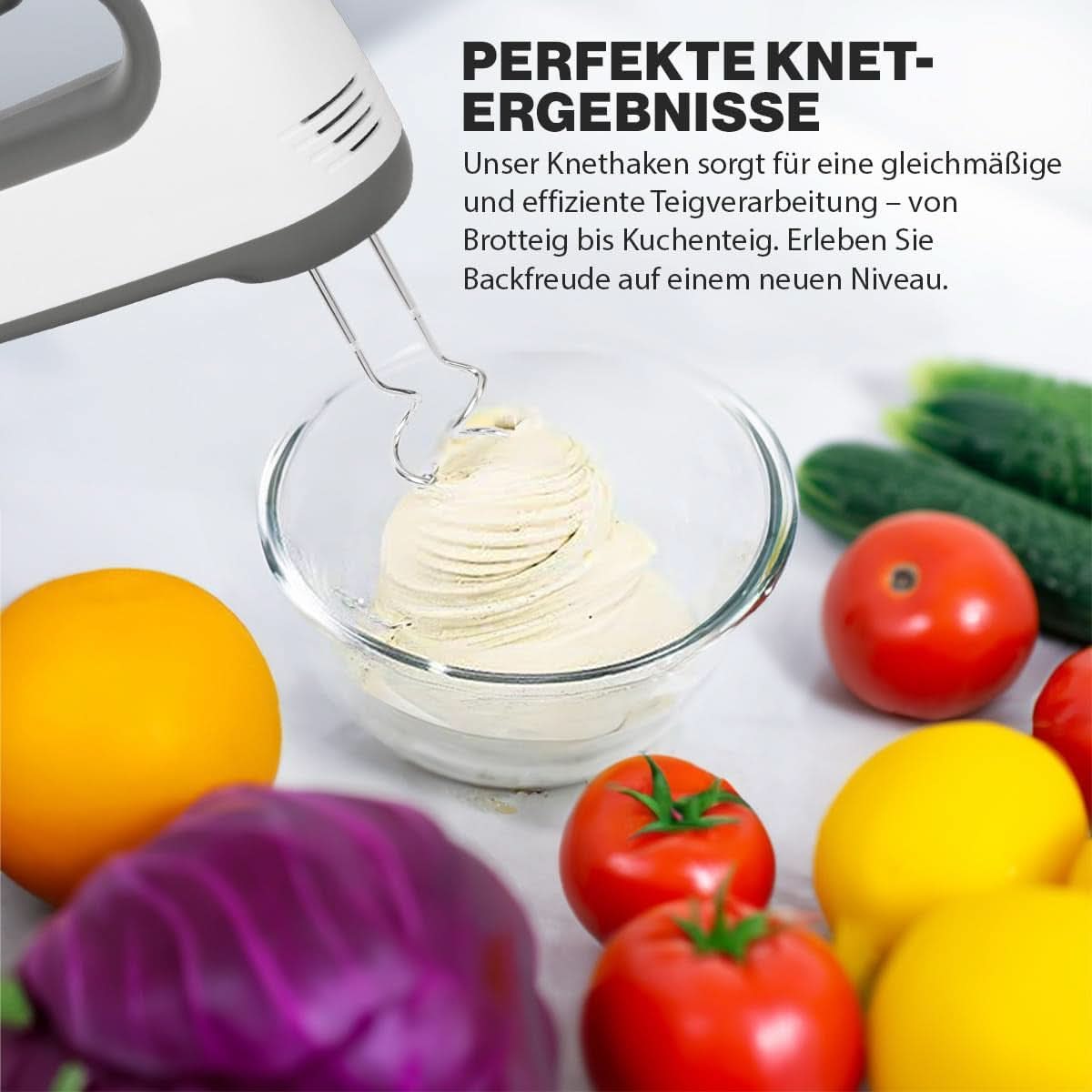 Clatronic Mixer | Kraftvoller 400 Watt-motor | Handmixer | Turbostufe & 5 Geschwindigkeitsstufen | Handmixer | Spülmaschinengeeignete Edelstahlquirle Und -Knethaken | HM 3775 Kitchen Naty Shop