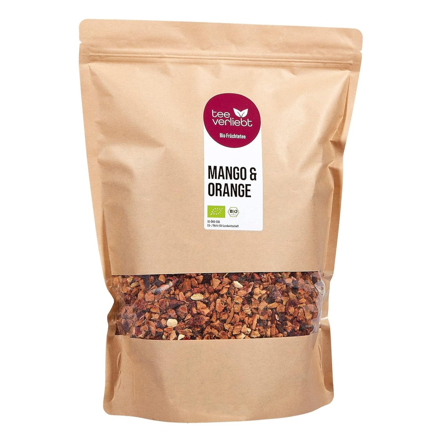 Teeverliebt - Lös fruktte Mango & Apelsin 1000 G I Lösfruktste I Blandning av sommarteer från kontrollerade ekologiska grödor I Lös ekologiskt fruktte 1 kg